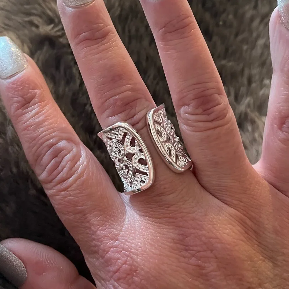 The Paris crystal accented heart cuff open ring